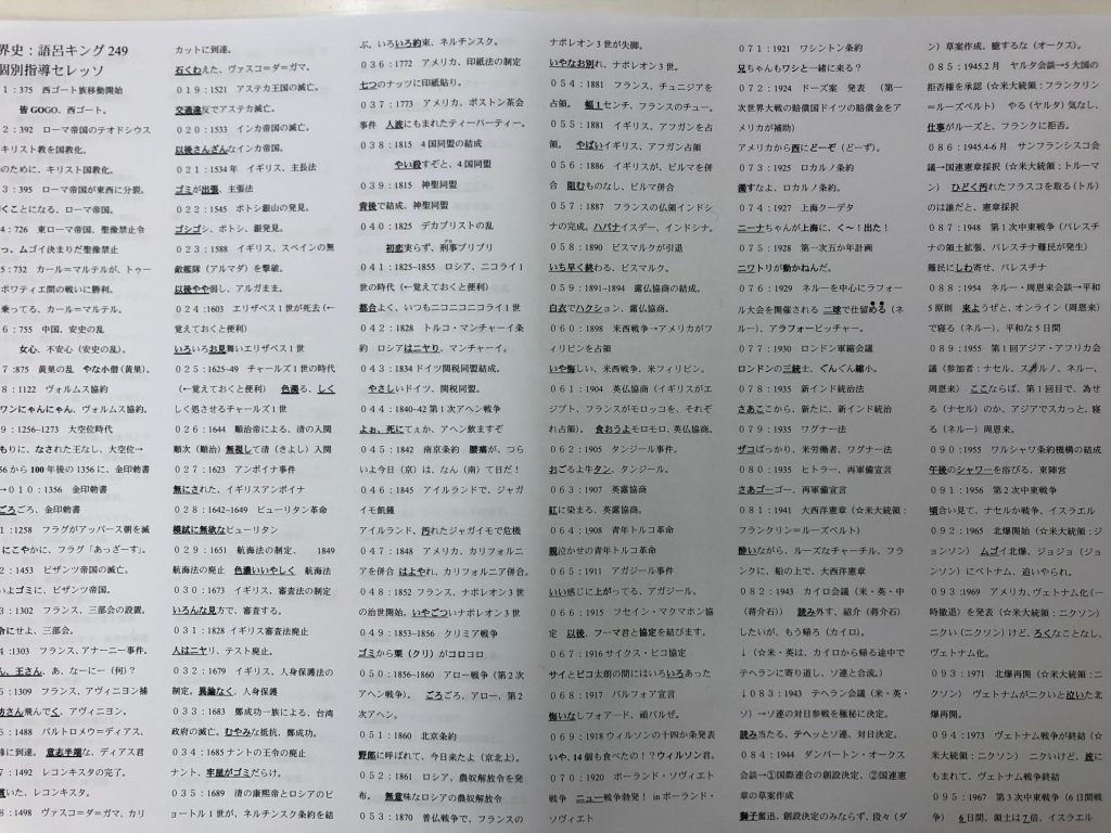 世界史年号 語呂キング95 弥生台 緑園都市近くの塾 私立中高生 中学受験の弱点補強は個別指導学習塾セレッソ